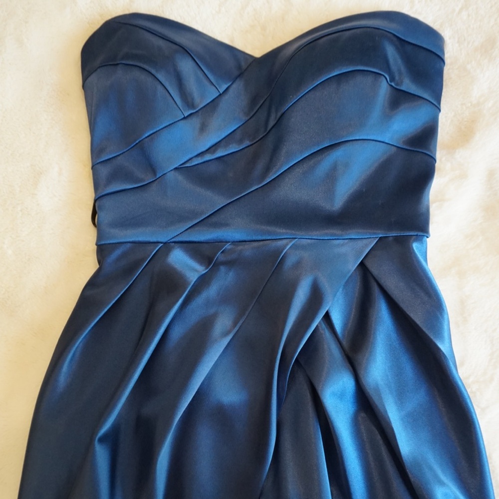 Blue satin cocktail dress!